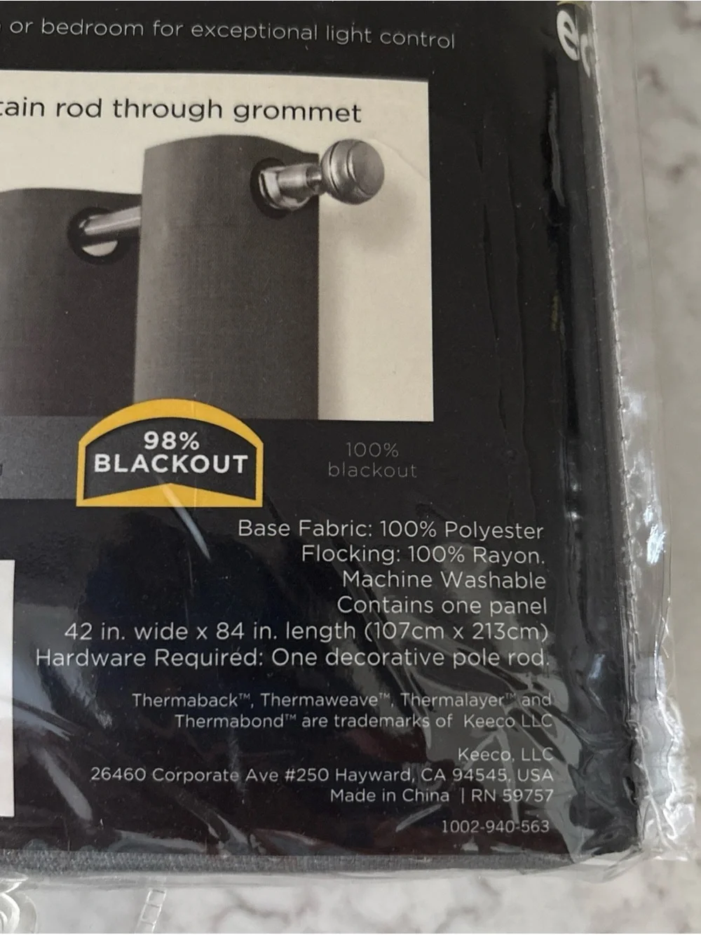 Eclipse Blackout Cohen Smoke Color Window Panel 42 x 84 New 1 Panel.  New
